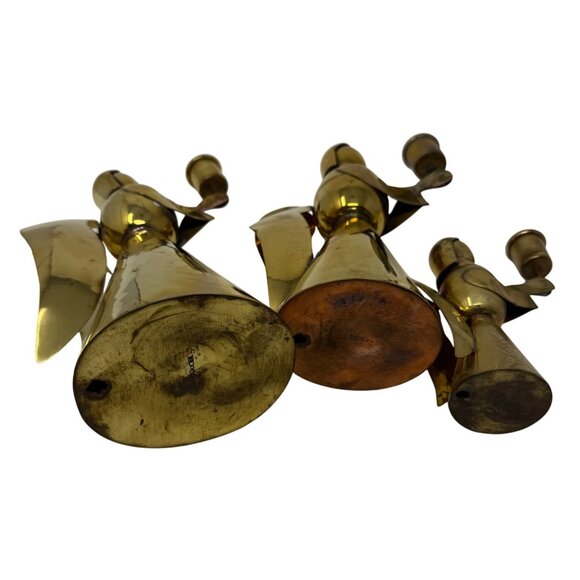 Mid 20th Century Brass Swirl Design Candlestick Candle Holders Set 3 Graduated - Picture 9 of 10